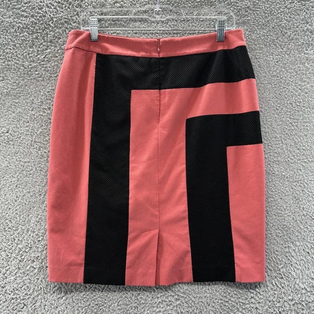 Nine West‎ Skirt Women's 8 Coral & Black Lined Back Slit Tube Skirt Women's 8